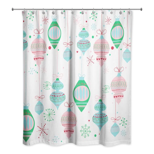 Retro Funky Ornaments Shower Curtain, Colorful Funky Shower Curtain